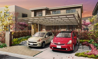 前方に柱が無いので出入りがしやすいカーポート、アーキフラン