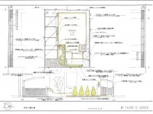 平面図面　コニファーが出迎える門まわり　樹脂舗装のアプローチ