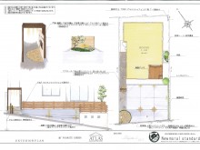 平面立面図　門袖・坪庭パース　