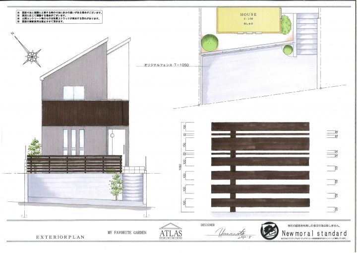 平面図　フェンス詳細図　立面図