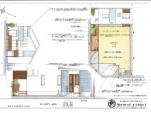 平面図　門袖にデザイナーズパーツをアクセントで付け、手すりを新設