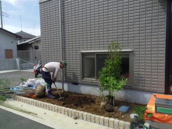 植栽工事中１