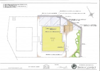 平屋　一階建ての外構施工例　平面図面　