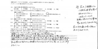 お客様からのご感想　貴重なご意見有難うございます